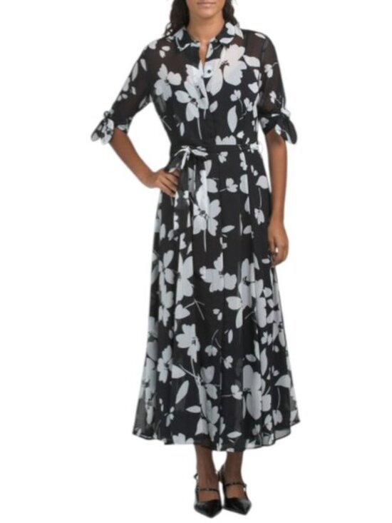 Dresses & Skirts - CALVIN KLEIN Tie Sleeve Maxi Shirt Dress ♥️